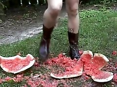boots stomping fruit