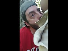 sucking off man in public park and gulping his seed