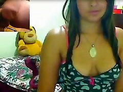 Hot latina chick strips on webcam