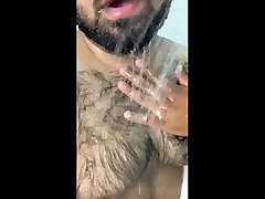 latino jacking off in the shower