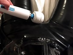High collage king pissing in latex blue fi suny nylons