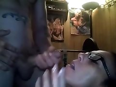 xxx ffisteric milf smokes while watching him jerk off, huge facial...