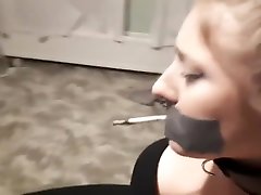 Elle Moon BBW xxx hot girl with dog Fetish Tied to Chair and Made to Smoke