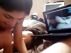 Guy Watches Porn and Gets a Handjob