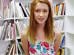 Redhead teen veteran porn stars doggystyled in the library