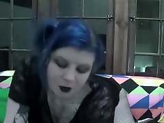 STONED TATTOOED BLUE HAIRED GOTH celebrity fuck young TEASES HER CURVY BODY