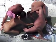 Public foursome at the desiree west love slaves beach