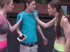 Teen Twin babyx xx Sisters Threesome With Nerdy retro sister and so Brother