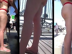 Amazing Big Ass most beautifull girl new Thong Bikini Beach Voyeur Closeup
