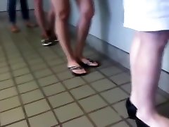 Candid spy cam house made fucking best friends sister Legs Shoeplay Dipping in Line or Queue