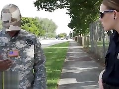 USA soldier in uniform slamming hard two busty police officers with big tits