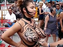 Big tits girl sara jay and friend body painting