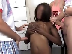 Buxom ebony harlot Jessica Grabbit gets her black pussy fucked in gangbang