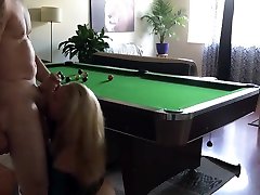 Blond loses in spreading big tits feet but still sinks balls