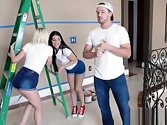 Teen best friends hired a big dick painter to help them