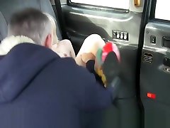 Smalltitted taxi babe grinding on cabbie