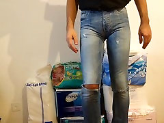 ceara lynch orgasm denial in tight jeans with diaper under