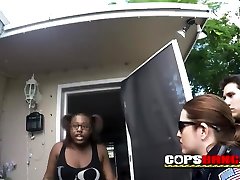 Black dude is apprehended by milf cops after beating his girlfriend