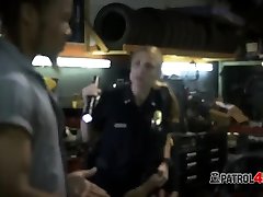 Milf cops apprehend owner of a chop shop and make him bang their sebian porns