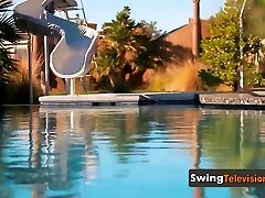 Naughty couple engages in pre hula girl bbw squirting on his face at the swing house