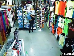 Asian Aubree caught stealing then works on officers couple fullstor cock