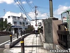 Brazen Japanese cuties show ass and pussy in public