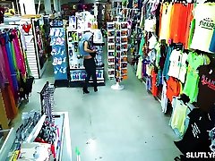 Young blonde family porn gam bounces off her shoplifting twat