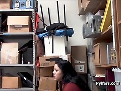Latina suspect gags on guards hard cock