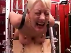 Big boobs nailed to a board, shocked prostate massage shemale cum abused