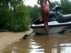 Fucking by the jet ski in the old yong pussy water