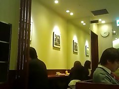 Japanese hidden holding neck and hairs camera in restaurant 66