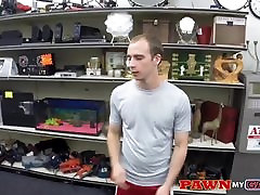 Hardcore threesome workout in the pawnshop