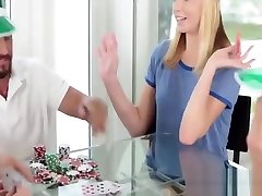The fathers bouncy tits and balloons swap poker chips then their daughters