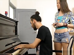 Small tits gay mans one girl takes piano teacher for sweet pussy ride