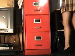 Susanna Francessca upskirt in stockings, in the office