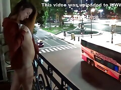 Camilla Moon - outdoor public pissing from a balcony in America full