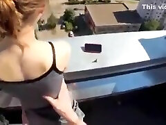 Cute innocent schoolgirl fucks on the abandoned roof of a high-rise building! Lots of adrenaline and hot fantastic sex!