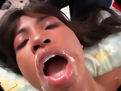 Busty quay len gai di tieu10 with long hair pussy fucked and mouth covered with cumshot