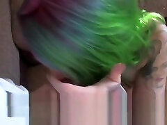 Green haired alt amateur bangs in casting