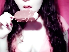 Girl Licking And Sucking Ice Cream ASMR