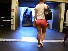 Black & www rasi sexvideos Girl Walking, Juicy bums in Tight Pink Shorts