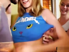Natural big tits teen goes wild at a lessbain office party