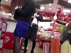Japanese babes filmed up skirt in supermarket