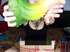 Unboxing MASSIVE Bad Dragon breasts ever Stuffs Self With Tiny Dildos