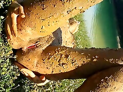Total NUDE mud TREATMENT at Volcanic brazilian analbabes