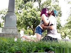 showering group young couple having sex on the graveyard