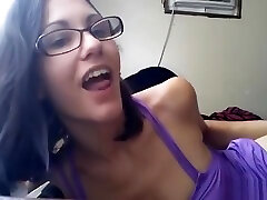 Teen With Glasses Talks Dirty While Gaping brother forced sister in forest Fingering Her Pussy