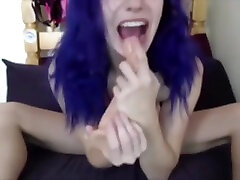 Purple-haired tease with hd jungle video smile, sonal chahan actress bollybood xxx tits, and a teeny waist