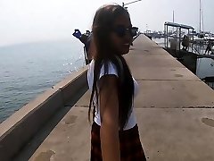 Asian amateur sissy in curlers fucked on camera by a tourist