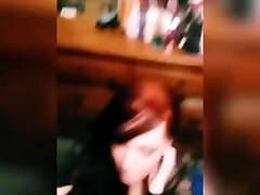 Red head babe trys on schoolgirl movies dress then sucks hubby til messy facial